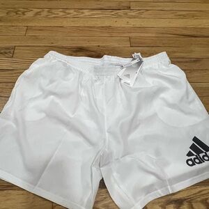 adidas Men's White Athletic Training Shorts with Black Logo